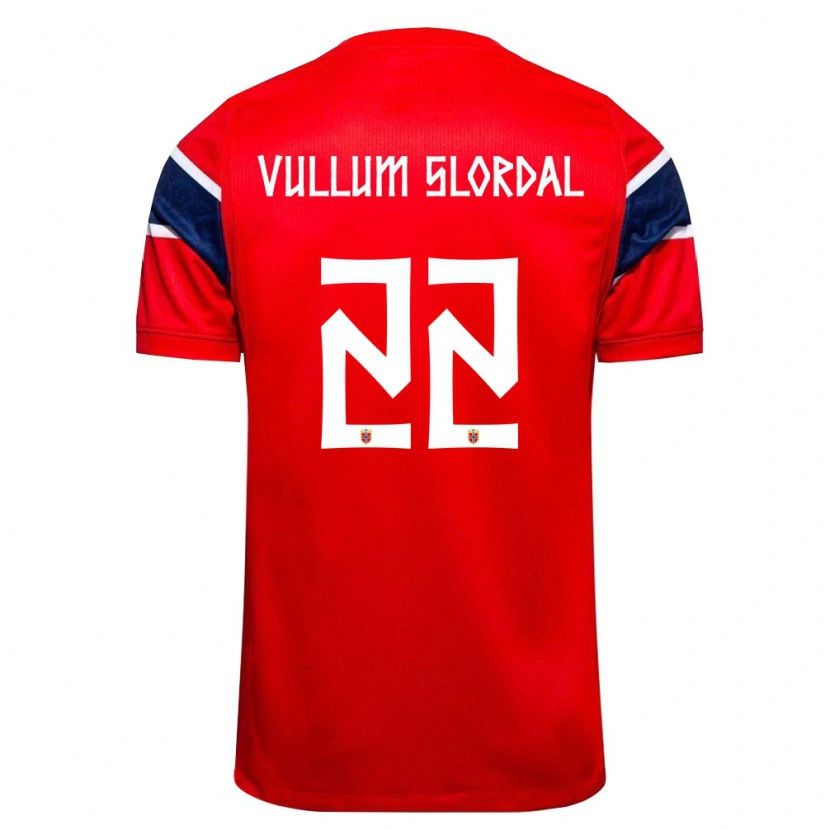 Danxen Hombre Camiseta Noruega Elias Slørdal #22 Rojo Marino Blanco 1ª Equipación 26-28 La Camisa México