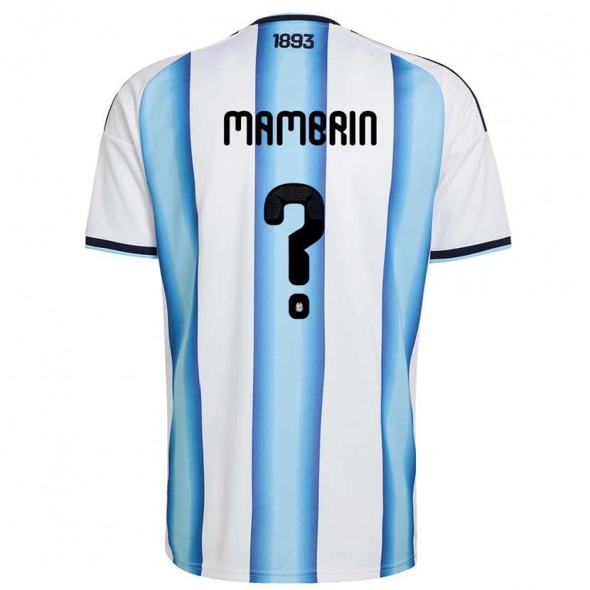 Danxen Hombre Camiseta Argentina Santino Mambrin #0 Blanco Azul Cielo Marino 1ª Equipación 26-28 La Camisa México