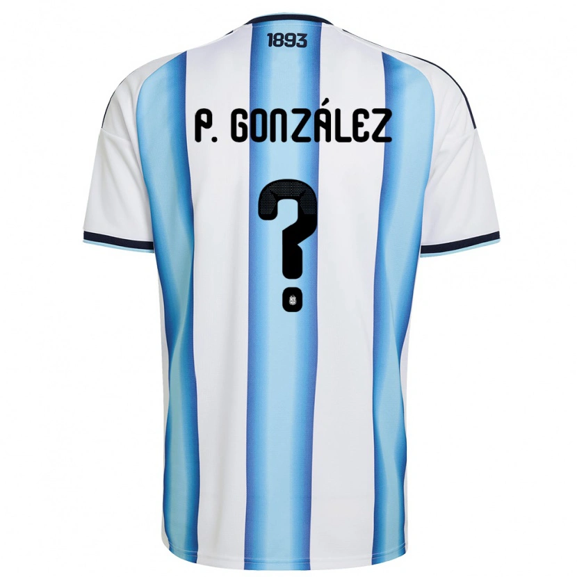 Danxen Hombre Camiseta Argentina Pedro González #0 Blanco Azul Cielo Marino 1ª Equipación 26-28 La Camisa México