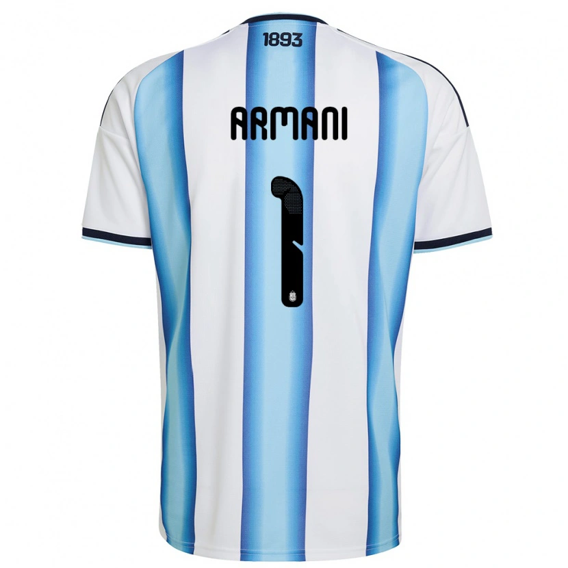 Danxen Hombre Camiseta Argentina Franco Armani #1 Blanco Azul Cielo Marino 1ª Equipación 26-28 La Camisa México