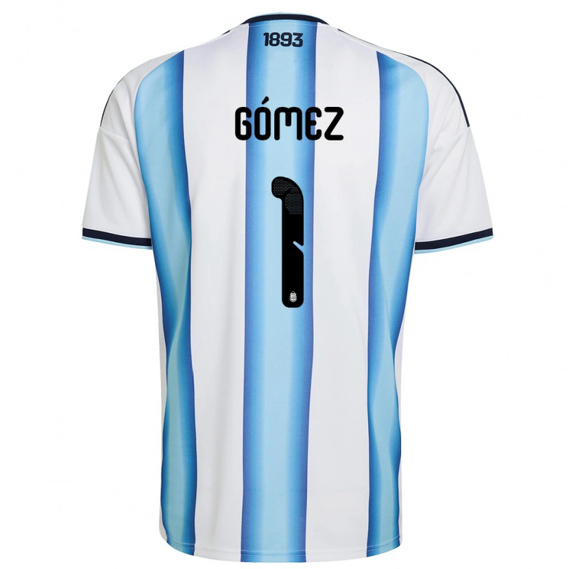 Danxen Hombre Camiseta Argentina Francisco Gomez #1 Blanco Azul Cielo Marino 1ª Equipación 26-28 La Camisa México
