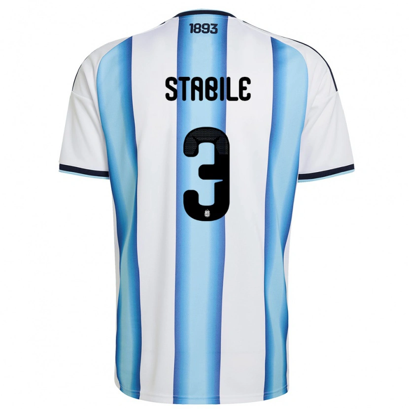 Danxen Hombre Camiseta Argentina Eliana Stabile #3 Blanco Azul Cielo Marino 1ª Equipación 26-28 La Camisa México
