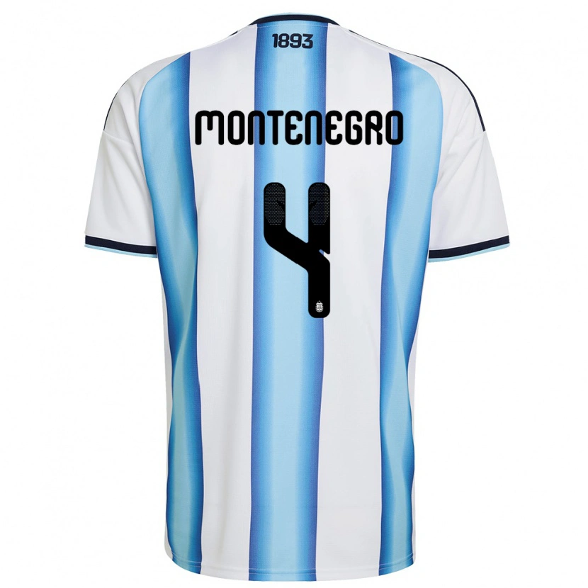 Danxen Hombre Camiseta Argentina Ramiro Montenegro #4 Blanco Azul Cielo Marino 1ª Equipación 26-28 La Camisa México