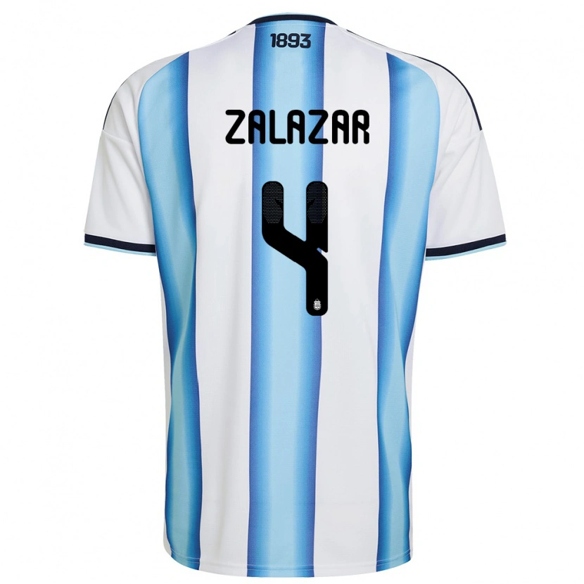 Danxen Hombre Camiseta Argentina Misael Zalazar #4 Blanco Azul Cielo Marino 1ª Equipación 26-28 La Camisa México
