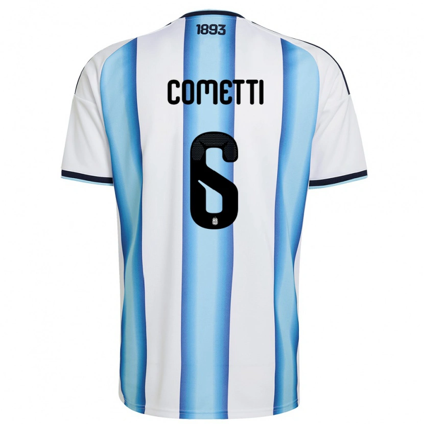 Danxen Hombre Camiseta Argentina Aldana Cometti #6 Blanco Azul Cielo Marino 1ª Equipación 26-28 La Camisa México