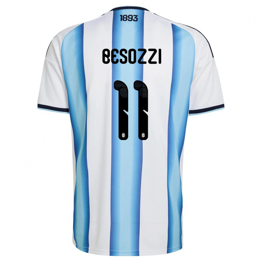 Danxen Hombre Camiseta Argentina Lucas Besozzi #11 Blanco Azul Cielo Marino 1ª Equipación 26-28 La Camisa México