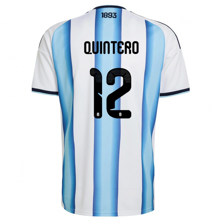 Danxen Hombre Camiseta Argentina Valentino Quintero #12 Blanco Azul Cielo Marino 1ª Equipación 26-28 La Camisa México