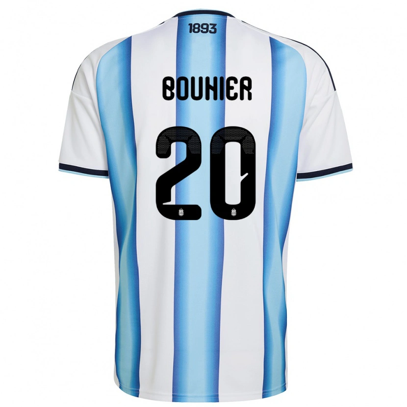 Danxen Hombre Camiseta Argentina Gastón Bouhier #20 Blanco Azul Cielo Marino 1ª Equipación 26-28 La Camisa México