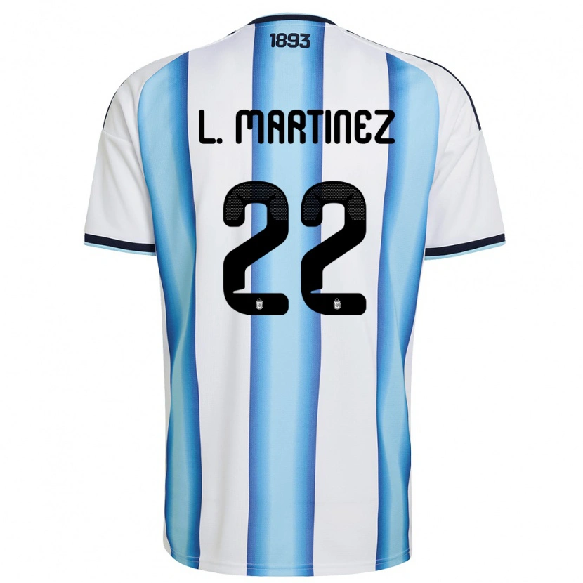Danxen Hombre Camiseta Argentina Lautaro Martínez #22 Blanco Azul Cielo Marino 1ª Equipación 26-28 La Camisa México