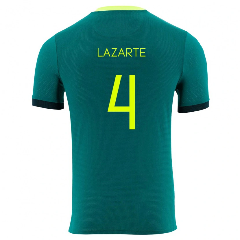 Danxen Hombre Camiseta Bolivia Julio Lazarte #4 Verde Amarillo Negro 1ª Equipación 26-28 La Camisa México