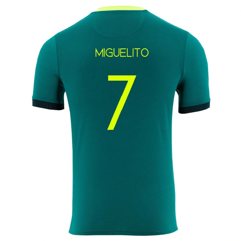 Danxen Hombre Camiseta Bolivia Miguelito #7 Verde Amarillo Negro 1ª Equipación 26-28 La Camisa México