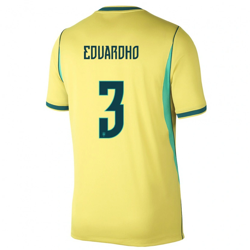 Danxen Hombre Camiseta Brasil Eduardho #3 Amarillo Verde 1ª Equipación 26-28 La Camisa México