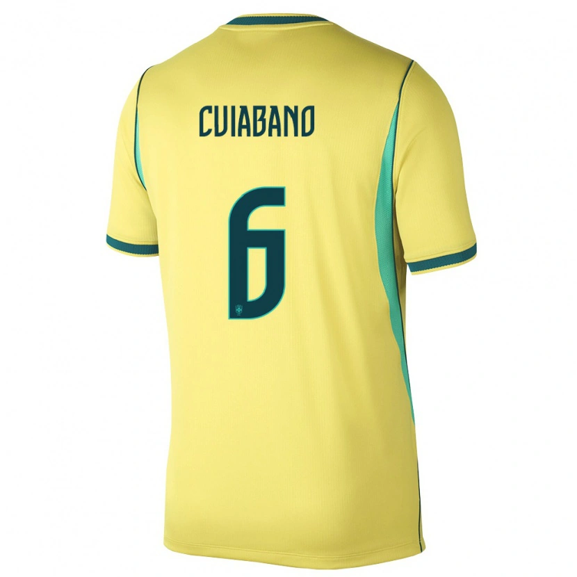 Danxen Hombre Camiseta Brasil Cuiabano #6 Amarillo Verde 1ª Equipación 26-28 La Camisa México