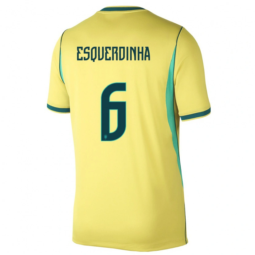 Danxen Hombre Camiseta Brasil Esquerdinha #6 Amarillo Verde 1ª Equipación 26-28 La Camisa México