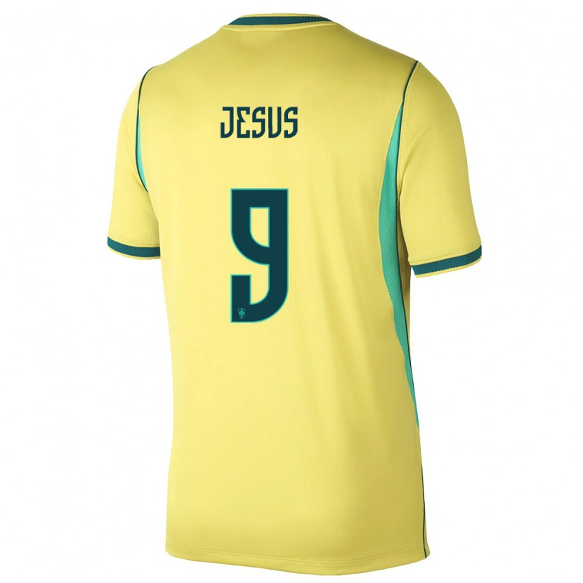 Danxen Hombre Camiseta Brasil Igor Jesus #9 Amarillo Verde 1ª Equipación 26-28 La Camisa México