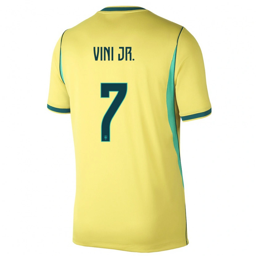 Danxen Hombre Camiseta Brasil Vinicius Junior #7 Amarillo Verde 1ª Equipación 26-28 La Camisa México