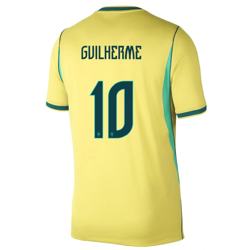 Danxen Hombre Camiseta Brasil Luis Guilherme #10 Amarillo Verde 1ª Equipación 26-28 La Camisa México