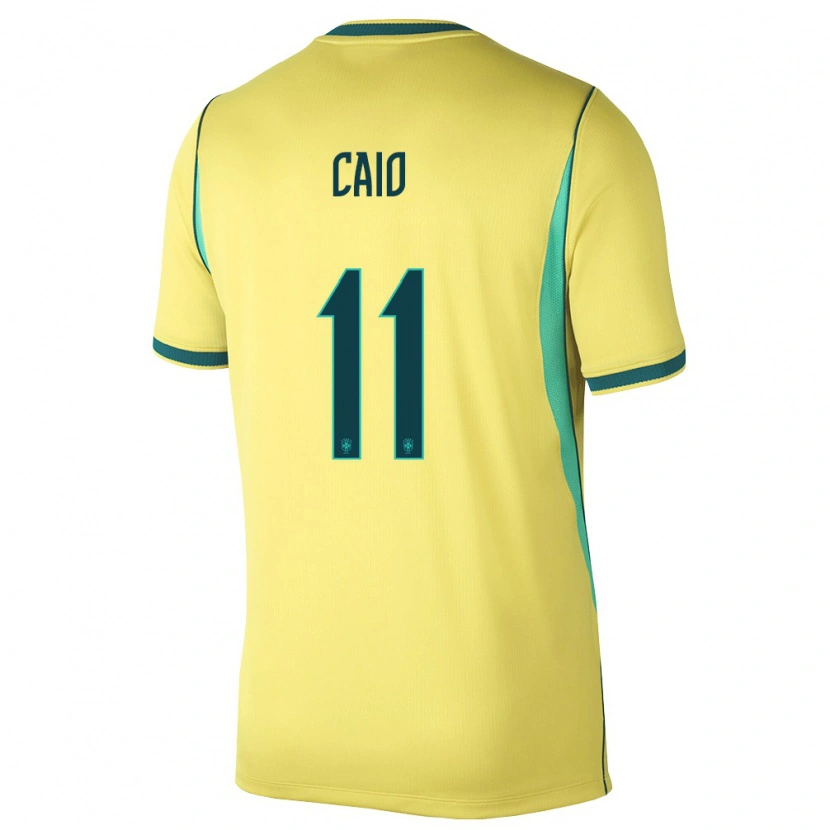 Danxen Hombre Camiseta Brasil Caio #11 Amarillo Verde 1ª Equipación 26-28 La Camisa México