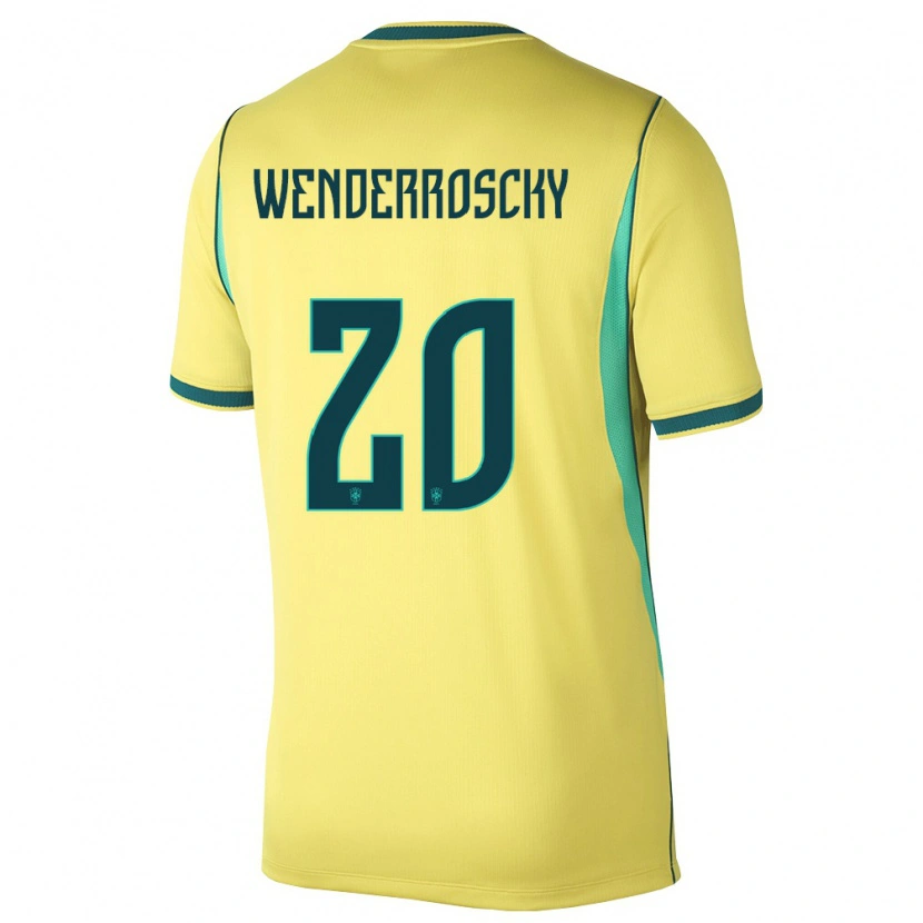 Danxen Hombre Camiseta Brasil Arthur Wenderroscky #20 Amarillo Verde 1ª Equipación 26-28 La Camisa México