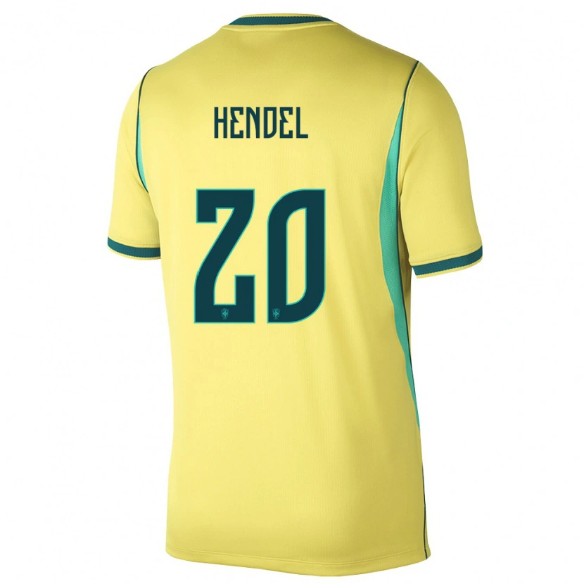 Danxen Hombre Camiseta Brasil Hendel #20 Amarillo Verde 1ª Equipación 26-28 La Camisa México