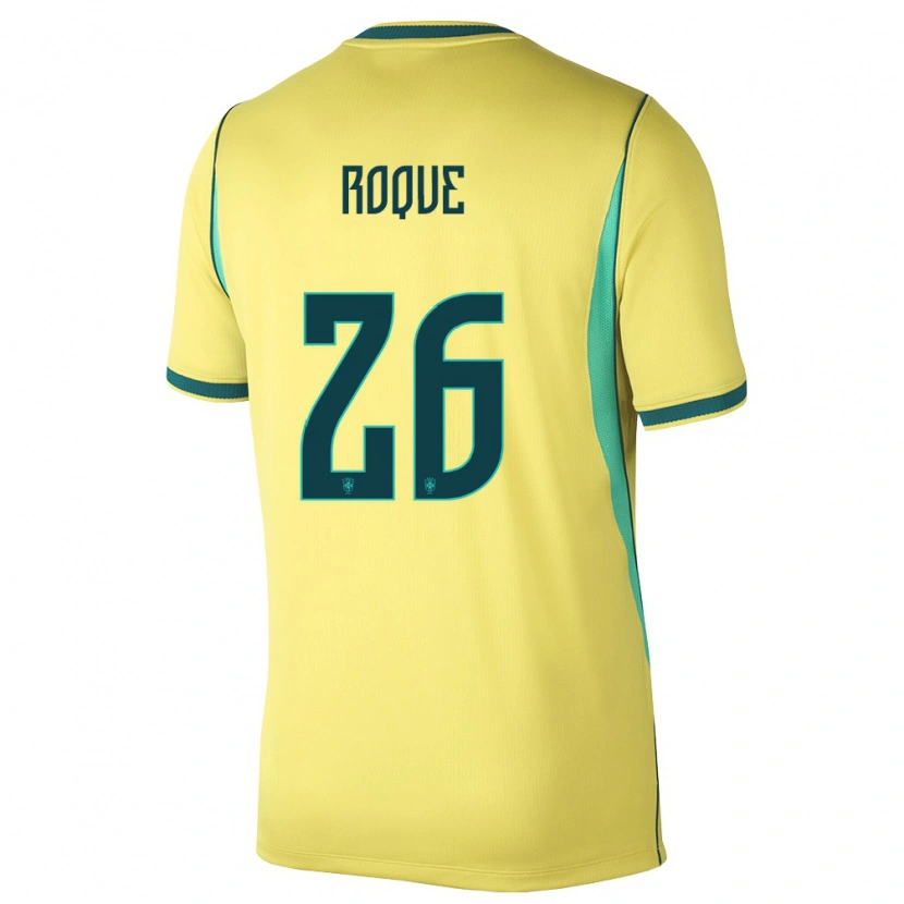 Danxen Hombre Camiseta Brasil Vitor Roque #26 Amarillo Verde 1ª Equipación 26-28 La Camisa México