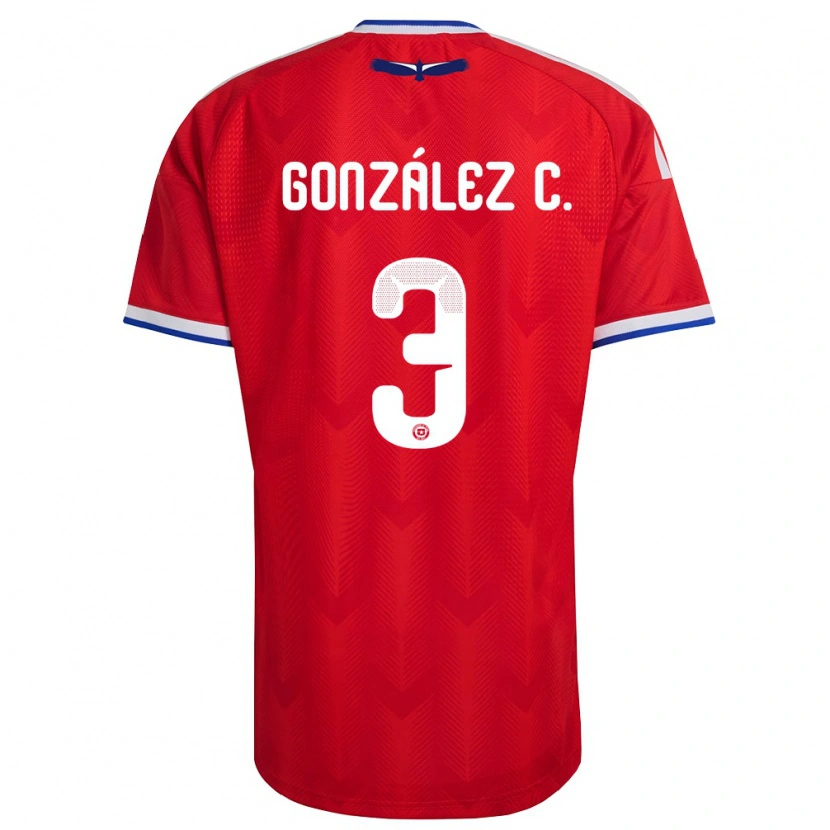 Danxen Hombre Camiseta Chile Tomás González C. #3 Rojo Blanco Azul 1ª Equipación 26-28 La Camisa México