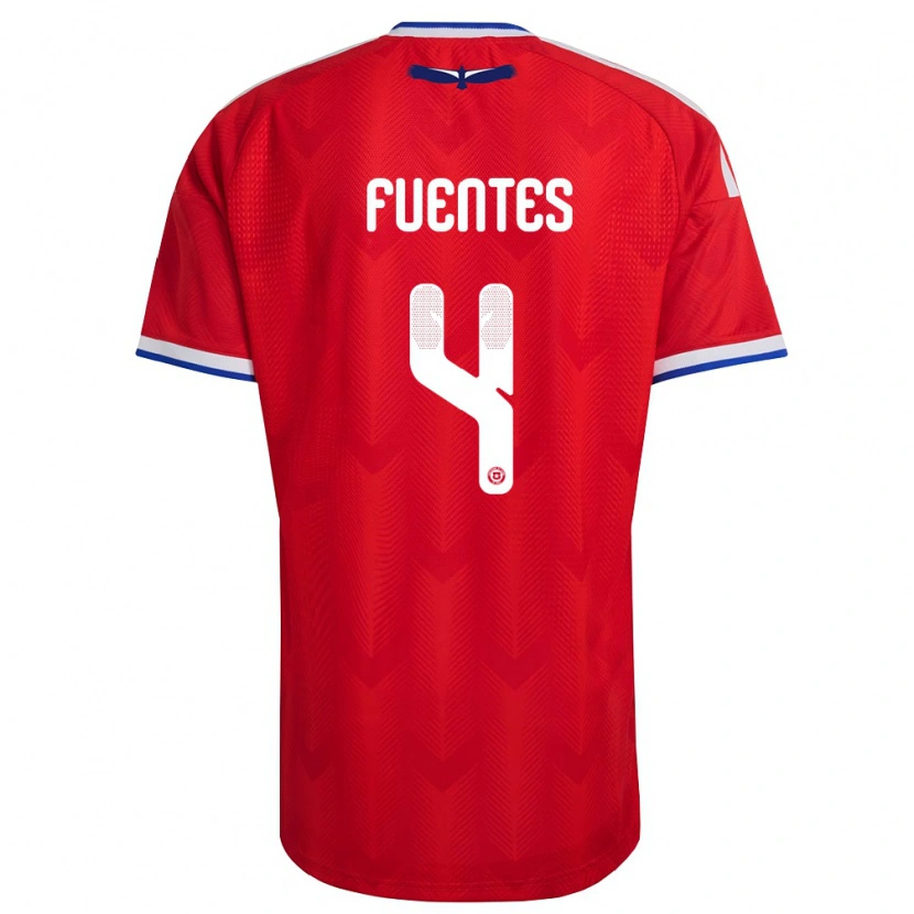 Danxen Hombre Camiseta Chile Karen Fuentes #4 Rojo Blanco Azul 1ª Equipación 26-28 La Camisa México