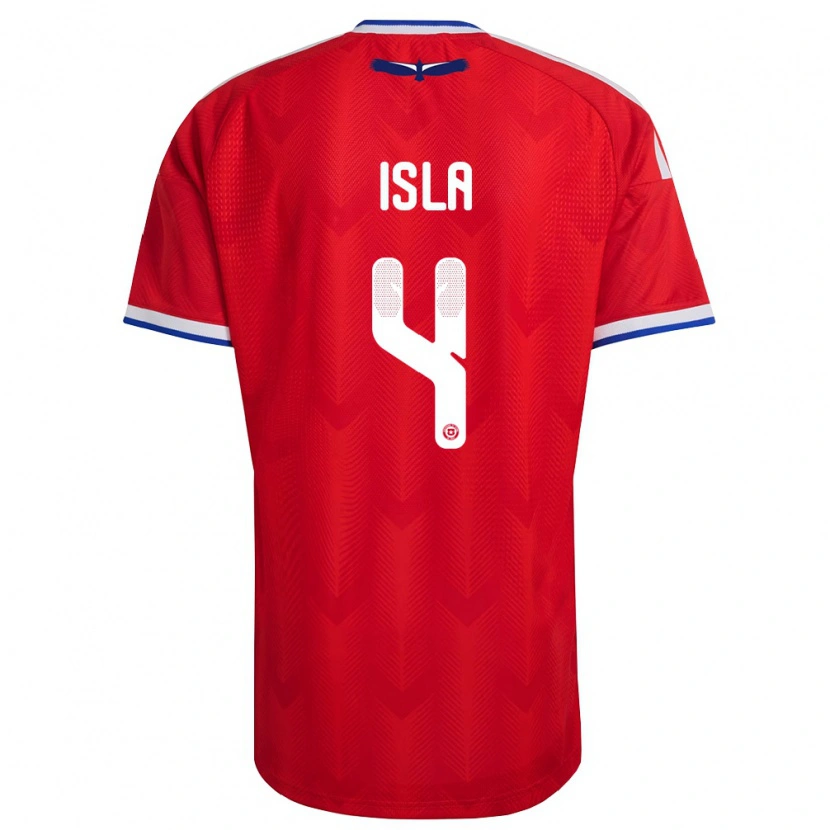 Danxen Hombre Camiseta Chile Mauricio Isla #4 Rojo Blanco Azul 1ª Equipación 26-28 La Camisa México