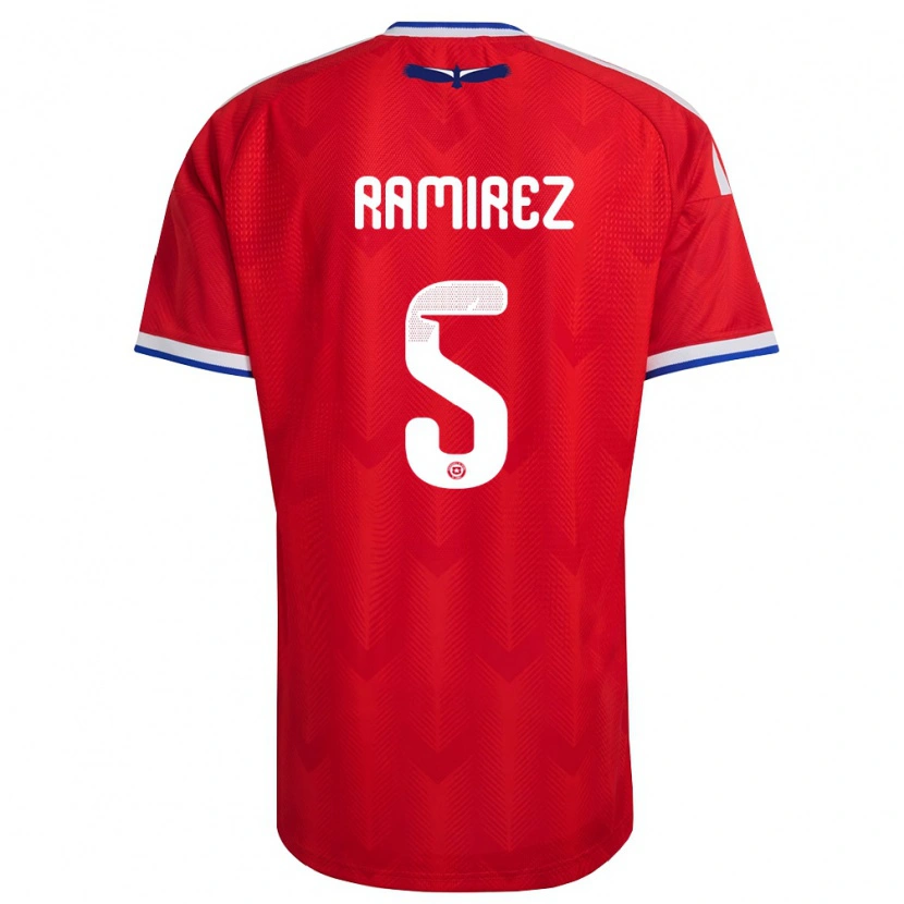Danxen Hombre Camiseta Chile Fernanda Ramírez #5 Rojo Blanco Azul 1ª Equipación 26-28 La Camisa México