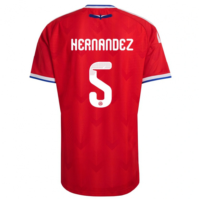 Danxen Hombre Camiseta Chile Monserrat Hernández #5 Rojo Blanco Azul 1ª Equipación 26-28 La Camisa México