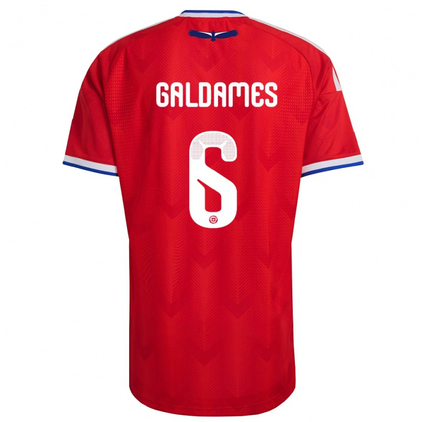 Danxen Hombre Camiseta Chile Thomas Galdames #6 Rojo Blanco Azul 1ª Equipación 26-28 La Camisa México