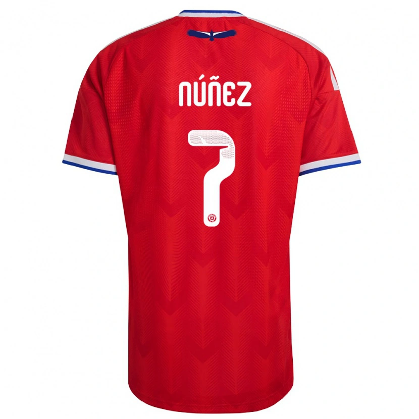 Danxen Hombre Camiseta Chile Marcelino Núñez #7 Rojo Blanco Azul 1ª Equipación 26-28 La Camisa México