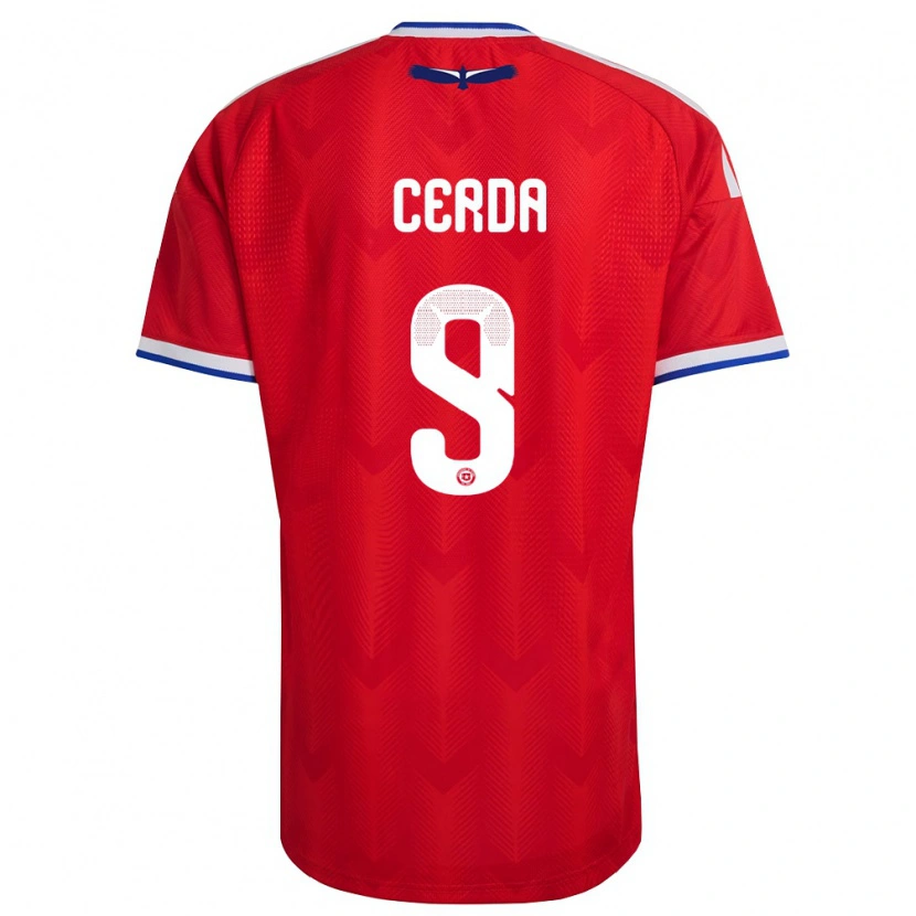 Danxen Hombre Camiseta Chile Axel Cerda #9 Rojo Blanco Azul 1ª Equipación 26-28 La Camisa México