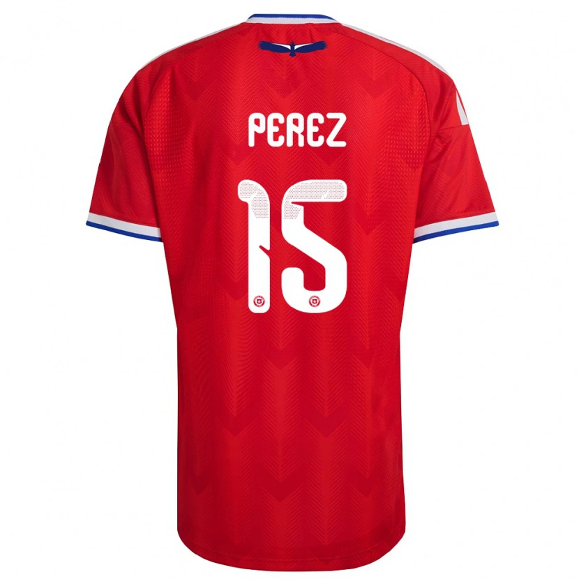 Danxen Hombre Camiseta Chile Ignacio Pérez #15 Rojo Blanco Azul 1ª Equipación 26-28 La Camisa México