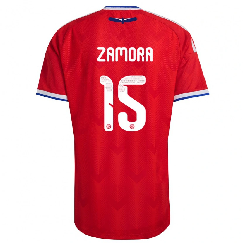 Danxen Hombre Camiseta Chile Daniela Zamora #15 Rojo Blanco Azul 1ª Equipación 26-28 La Camisa México