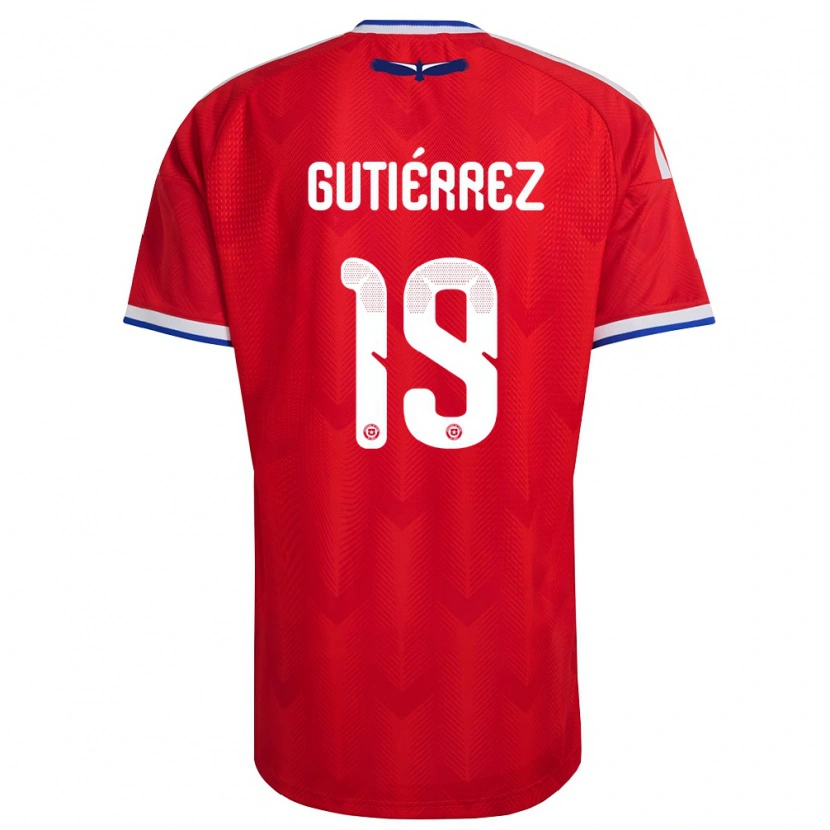 Danxen Hombre Camiseta Chile Maximiliano Gutiérrez #19 Rojo Blanco Azul 1ª Equipación 26-28 La Camisa México