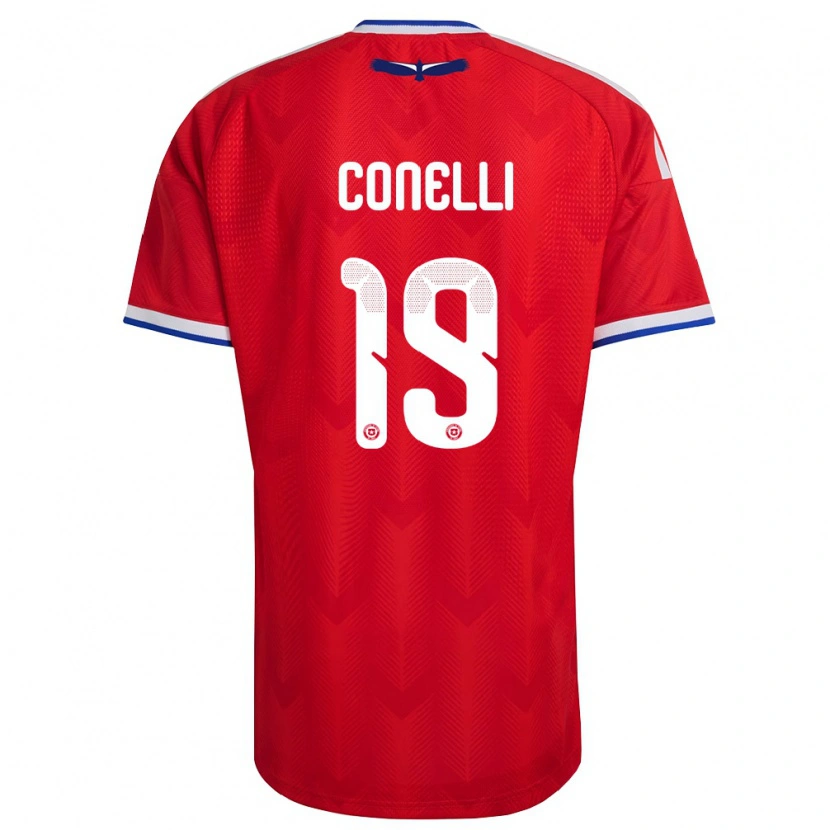 Danxen Hombre Camiseta Chile Vicente Conelli #19 Rojo Blanco Azul 1ª Equipación 26-28 La Camisa México