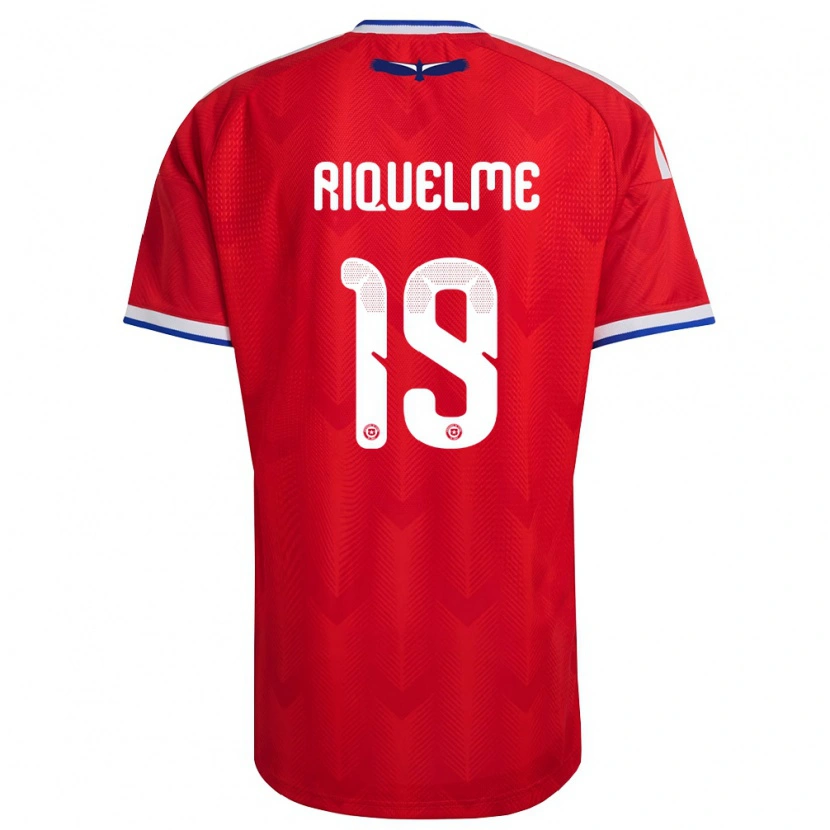 Danxen Hombre Camiseta Chile Benjamín Riquelme #19 Rojo Blanco Azul 1ª Equipación 26-28 La Camisa México