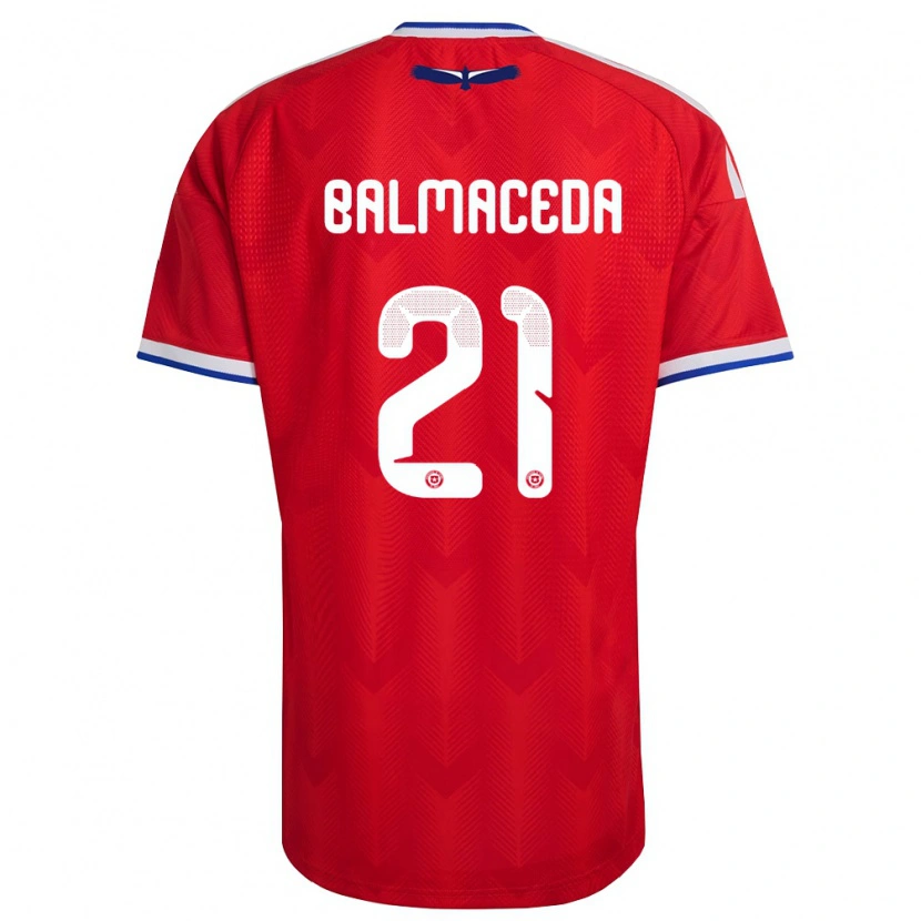 Danxen Hombre Camiseta Chile Rosario Balmaceda #21 Rojo Blanco Azul 1ª Equipación 26-28 La Camisa México