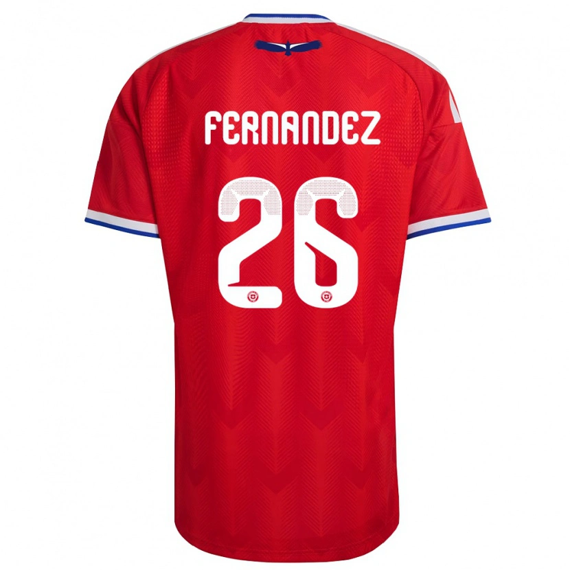 Danxen Hombre Camiseta Chile Nicolás Fernández #26 Rojo Blanco Azul 1ª Equipación 26-28 La Camisa México