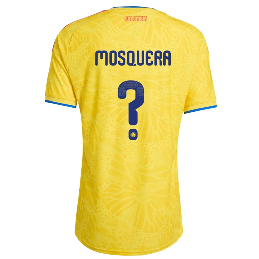 Danxen Hombre Camiseta Colombia Yeiler Mosquera #0 Amarillo Azul Rojo 1ª Equipación 26-28 La Camisa México