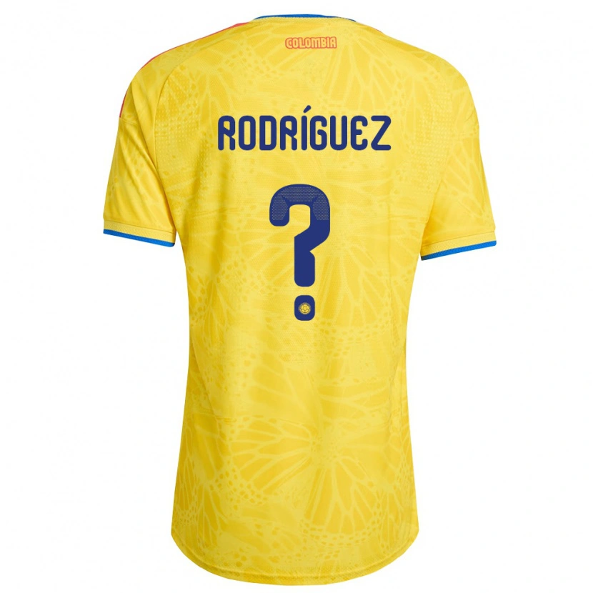 Danxen Hombre Camiseta Colombia Juan Rodríguez #0 Amarillo Azul Rojo 1ª Equipación 26-28 La Camisa México