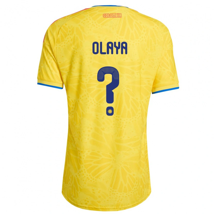 Danxen Hombre Camiseta Colombia Elber Olaya #0 Amarillo Azul Rojo 1ª Equipación 26-28 La Camisa México