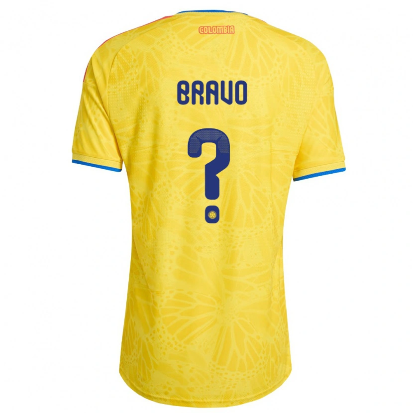 Danxen Hombre Camiseta Colombia Pedro Bravo #0 Amarillo Azul Rojo 1ª Equipación 26-28 La Camisa México