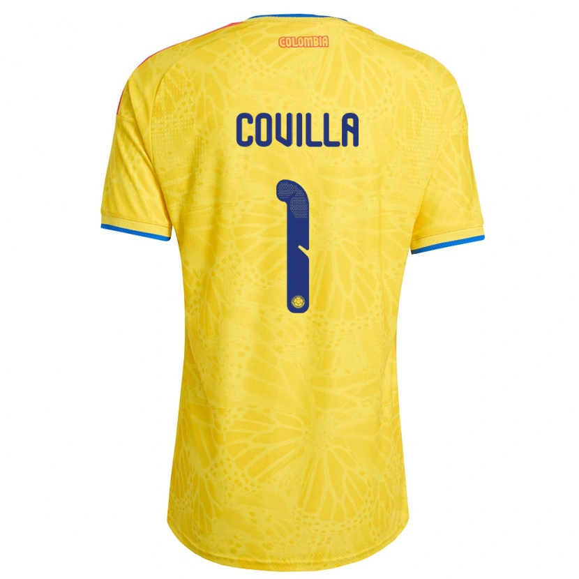 Danxen Hombre Camiseta Colombia Juan Covilla #1 Amarillo Azul Rojo 1ª Equipación 26-28 La Camisa México