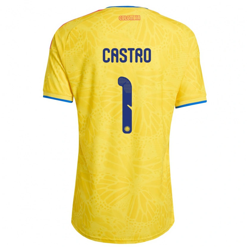 Danxen Hombre Camiseta Colombia Danny Castro #1 Amarillo Azul Rojo 1ª Equipación 26-28 La Camisa México
