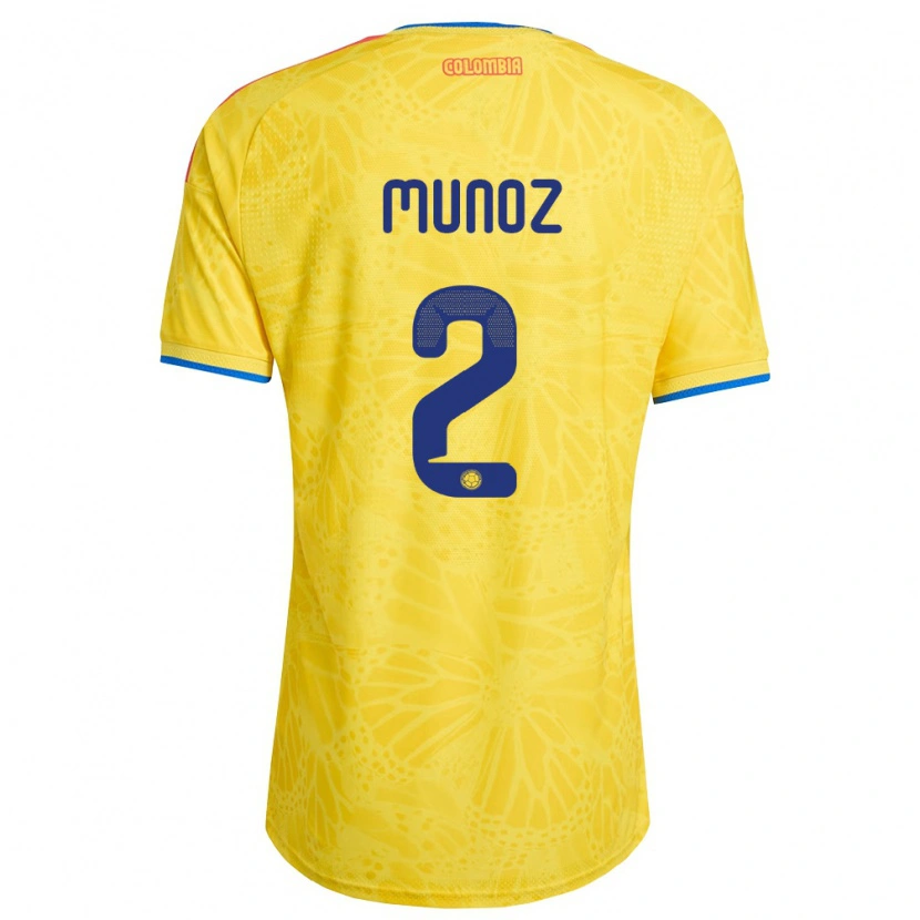 Danxen Hombre Camiseta Colombia Daniel Muñoz #2 Amarillo Azul Rojo 1ª Equipación 26-28 La Camisa México