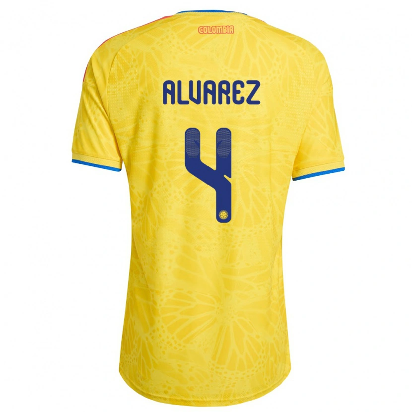 Danxen Hombre Camiseta Colombia Fernando Álvarez #4 Amarillo Azul Rojo 1ª Equipación 26-28 La Camisa México