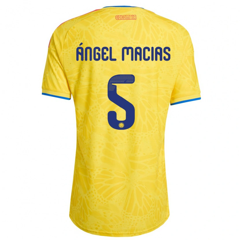 Danxen Hombre Camiseta Colombia Criss Ángel Macias #5 Amarillo Azul Rojo 1ª Equipación 26-28 La Camisa México