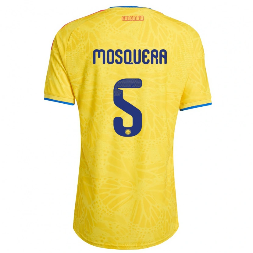 Danxen Hombre Camiseta Colombia Adrían Mosquera #5 Amarillo Azul Rojo 1ª Equipación 26-28 La Camisa México
